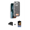 MARSİLYAN™- iPhone 15 Pro Max Kılıf Vadi Klasik Serisi - Siyah Buffer Hayalet Cam Ekran Koruyucu + Raze Metal Kamera Lens - GS
