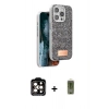 MARSİLYAN™- iPhone 15 Pro Max Kılıf Vadi Klasik Serisi - Siyah Joko Magic 5D Hayalet Cam + PVD Metal Kamera Lens - TU