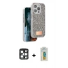 MARSİLYAN™- iPhone 15 Pro Max Kılıf Vadi Klasik Serisi - Siyah Polymer Nano Ekran Koruyucu + PVD Metal Kamera Lens - LT