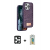 MARSİLYAN™- iPhone 15 Pro Max Kılıf Vadi Klasik Serisi - Siyah Polymer Nano Ekran Koruyucu + PVD Metal Kamera Lens - LT