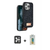 MARSİLYAN™- iPhone 15 Pro Max Kılıf Vadi Klasik Serisi - Siyah Polymer Nano Ekran Koruyucu + PVD Metal Kamera Lens - GI