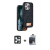 MARSİLYAN™- iPhone 15 Pro Max Kılıf Vadi Klasik Serisi - Siyah Vanessa Magic Cam + PVD Metal Kamera Lens - LT