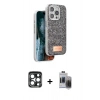 MARSİLYAN™- iPhone 15 Pro Max Kılıf Vadi Klasik Serisi - Siyah Vanessa Magic Hayalet Cam + PVD Metal Kamera Lens - LT