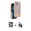 MARSİLYAN™- iPhone 15 Pro Max Kılıf Vadi Klasik Serisi - Siyah Vanessa Magic Hayalet Cam + PVD Metal Kamera Lens - LT
