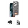 MARSİLYAN™- iPhone 15 Pro Max Kılıf Vadi Klasik Serisi - Siyah Vanessa Magic Hayalet Cam + Raze Metal Kamera Lens - GS