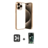 MARSİLYAN™- iPhone 15 Pro Max Kılıf Vadi Minimal - Şeffaf 360 Full Body Arka Koruyucu + PVD Metal Kamera Lens - GI