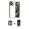 MARSİLYAN™- iPhone 15 Pro Max Kılıf Vadi Minimal - Şeffaf 360 Full Body Arka Koruyucu + PVD Metal Kamera Lens - LT