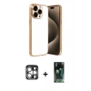 MARSİLYAN™- iPhone 15 Pro Max Kılıf Vadi Minimal - Şeffaf 360 Full Body Arka Koruyucu + PVD Metal Kamera Lens - GS