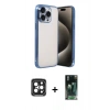 MARSİLYAN™- iPhone 15 Pro Max Kılıf Vadi Minimal - Şeffaf 360 Full Body Arka Koruyucu + PVD Metal Kamera Lens - SH