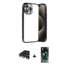 MARSİLYAN™- iPhone 15 Pro Max Kılıf Vadi Minimal - Şeffaf 360 Full Body Arka Koruyucu + Raze Metal Kamera Lens - GS