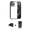 MARSİLYAN™- iPhone 15 Pro Max Kılıf Vadi Minimal - Şeffaf 360 Full Body Arka Koruyucu + Raze Metal Kamera Lens - TMGI
