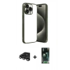 MARSİLYAN™- iPhone 15 Pro Max Kılıf Vadi Minimal - Şeffaf 360 Full Body Arka Koruyucu + Raze Metal Kamera Lens - TMGI
