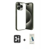 MARSİLYAN™- iPhone 15 Pro Max Kılıf Vadi Minimal - Şeffaf Pasifik Cam Ekran Koruyucu + PVD Metal Kamera Lens - SH
