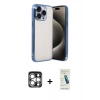 MARSİLYAN™- iPhone 15 Pro Max Kılıf Vadi Minimal - Şeffaf Pasifik Cam Ekran Koruyucu + PVD Metal Kamera Lens - GS