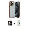 MARSİLYAN™- iPhone 15 Pro Max Kılıf Vadi Minimal - Şeffaf Pasifik Cam Ekran Koruyucu + PVD Metal Kamera Lens - TU