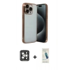MARSİLYAN™- iPhone 15 Pro Max Kılıf Vadi Minimal - Şeffaf Pasifik Cam Ekran Koruyucu + PVD Metal Kamera Lens - GI