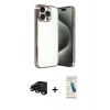 MARSİLYAN™- iPhone 15 Pro Max Kılıf Vadi Minimal - Şeffaf Pasifik Cam Ekran Koruyucu + Raze Metal Kamera Lens - SH