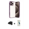 MARSİLYAN™- iPhone 15 Pro Max Kılıf Vadi Minimal - Şeffaf Pasifik Cam Ekran Koruyucu + Raze Metal Kamera Lens - SH
