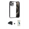 MARSİLYAN™- iPhone 15 Pro Max Kılıf Vadi Minimal - Şeffaf Pasifik Cam Ekran Koruyucu + Raze Metal Kamera Lens - LT