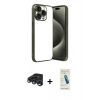 MARSİLYAN™- iPhone 15 Pro Max Kılıf Vadi Minimal - Şeffaf Pasifik Cam Ekran Koruyucu + Raze Metal Kamera Lens - LT