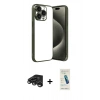MARSİLYAN™- iPhone 15 Pro Max Kılıf Vadi Minimal - Şeffaf Pasifik Cam Ekran Koruyucu + Raze Metal Kamera Lens - TMGI