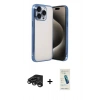 MARSİLYAN™- iPhone 15 Pro Max Kılıf Vadi Minimal - Şeffaf Pasifik Cam Ekran Koruyucu + Raze Metal Kamera Lens - TMGI