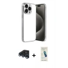 MARSİLYAN™- iPhone 15 Pro Max Kılıf Vadi Minimal - Şeffaf Pasifik Cam Ekran Koruyucu + Raze Metal Kamera Lens - LT