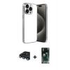 MARSİLYAN™- iPhone 15 Pro Max Kılıf Vadi Minimal - Siyah 360 Mat Full Body Arka Koruyucu + Lacivert Raze Metal Kamera Lens