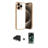 MARSİLYAN™- iPhone 15 Pro Max Kılıf Vadi Minimal - Siyah 360 Mat Full Body Arka Koruyucu + Lacivert Raze Metal Kamera Lens