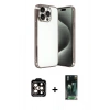 MARSİLYAN™- iPhone 15 Pro Max Kılıf Vadi Minimal - Siyah 360 Mat Full Body Arka Koruyucu + PVD Metal Kamera Lens - TU