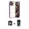 MARSİLYAN™- iPhone 15 Pro Max Kılıf Vadi Minimal - Siyah 360 Mat Full Body Arka Koruyucu + PVD Metal Kamera Lens - TU