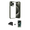 MARSİLYAN™- iPhone 15 Pro Max Kılıf Vadi Minimal - Siyah 360 Mat Full Body Arka Koruyucu + Raze Metal Kamera Lens - GS