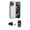 MARSİLYAN™- iPhone 15 Pro Max Kılıf Vadi Minimal - Siyah 360 Mat Full Body Arka Koruyucu + Siyah Raze Metal Kamera Lens
