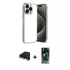 MARSİLYAN™- iPhone 15 Pro Max Kılıf Vadi Minimal - Siyah 360 Mat Full Body Arka Koruyucu + Siyah Raze Metal Kamera Lens