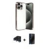 MARSİLYAN™- iPhone 15 Pro Max Kılıf Vadi Minimal - Siyah 3D Antistatik Hayalet Cam Ekran Koruyucu + Raze Metal Kamera Lens - LT