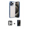 MARSİLYAN™- iPhone 15 Pro Max Kılıf Vadi Minimal - Siyah 3D Antistatik Hayalet Cam Ekran Koruyucu + PVD Metal Kamera Lens - GS