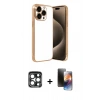 MARSİLYAN™- iPhone 15 Pro Max Kılıf Vadi Minimal - Siyah 3D Antistatik Mat Seramik Nano Ekran Koruyucu + PVD Metal Kamera Lens - LT