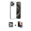 MARSİLYAN™- iPhone 15 Pro Max Kılıf Vadi Minimal - Siyah 3D Antistatik Mat Seramik Nano Ekran Koruyucu + PVD Metal Kamera Lens - LT