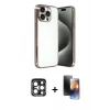 MARSİLYAN™- iPhone 15 Pro Max Kılıf Vadi Minimal - Siyah 3D Antistatik Mat Seramik Nano Ekran Koruyucu + PVD Metal Kamera Lens - LT