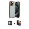 MARSİLYAN™- iPhone 15 Pro Max Kılıf Vadi Minimal - Siyah 3D Antistatik Mat Seramik Nano Ekran Koruyucu + PVD Metal Kamera Lens - GI