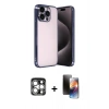 MARSİLYAN™- iPhone 15 Pro Max Kılıf Vadi Minimal - Siyah 3D Antistatik Mat Seramik Nano Ekran Koruyucu + PVD Metal Kamera Lens - GS