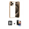 MARSİLYAN™- iPhone 15 Pro Max Kılıf Vadi Minimal - Siyah 3D Antistatik Mat Seramik Nano Ekran Koruyucu + PVD Metal Kamera Lens - SH