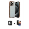 MARSİLYAN™- iPhone 15 Pro Max Kılıf Vadi Minimal - Siyah 3D Antistatik Mat Seramik Nano Ekran Koruyucu + PVD Metal Kamera Lens - SH