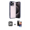 MARSİLYAN™- iPhone 15 Pro Max Kılıf Vadi Minimal - Siyah 3D Antistatik Mat Seramik Nano Ekran Koruyucu + PVD Metal Kamera Lens - GI