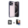 MARSİLYAN™- iPhone 15 Pro Max Kılıf Vadi Minimal - Siyah 3D Antistatik Mat Seramik Nano Ekran Koruyucu + PVD Metal Kamera Lens - SH
