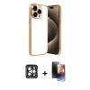 MARSİLYAN™- iPhone 15 Pro Max Kılıf Vadi Minimal - Siyah 3D Antistatik Mat Seramik Nano Ekran Koruyucu + PVD Metal Kamera Lens - GI