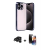 MARSİLYAN™- iPhone 15 Pro Max Kılıf Vadi Minimal - Siyah 3D Antistatik Mat Seramik Nano Ekran Koruyucu + Raze Metal Kamera Lens - GS