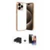 MARSİLYAN™- iPhone 15 Pro Max Kılıf Vadi Minimal - Siyah 3D Antistatik Mat Seramik Nano Ekran Koruyucu + Raze Metal Kamera Lens - TMGI