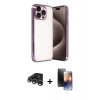 MARSİLYAN™- iPhone 15 Pro Max Kılıf Vadi Minimal - Siyah 3D Antistatik Mat Seramik Nano Ekran Koruyucu + Raze Metal Kamera Lens - GS