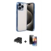 MARSİLYAN™- iPhone 15 Pro Max Kılıf Vadi Minimal - Siyah 3D Antistatik Mat Seramik Nano Ekran Koruyucu + Raze Metal Kamera Lens - GS